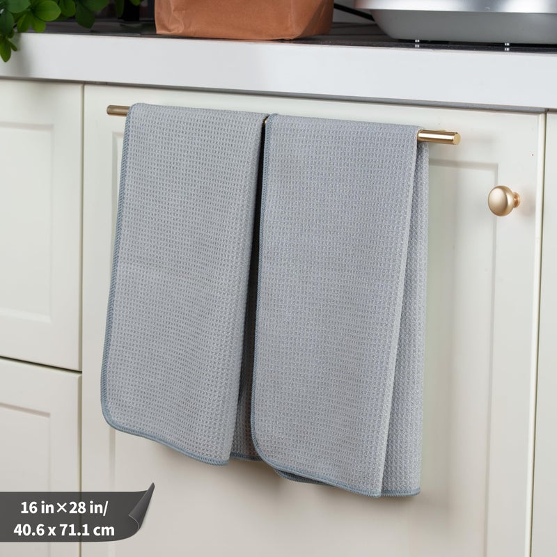 POLYTE Premium Microfiber Kitchen Dish Hand Towel Waffle Weave 12 Pack (16x28 in, Gray) - Image 2